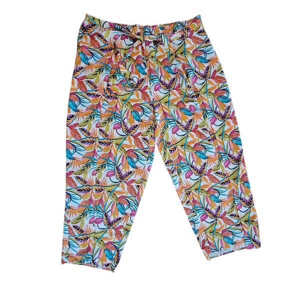 Women's 3X Wide Leg Island Lounge Pants Tropical Floral Flowy Relaxed - Picture 3 of 16